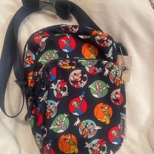 Disney Character Mini Crossbody Bag — Black with Colorful Character Circles